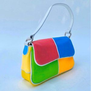 Vintage colorblocked hand painted leather bag